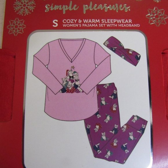 SIMPLE PLEASURES. WOMEN'S / GIRLS CAT PAJAMA SLEEP SET. SIZE SMALL. NWT. - Picture 2 of 10